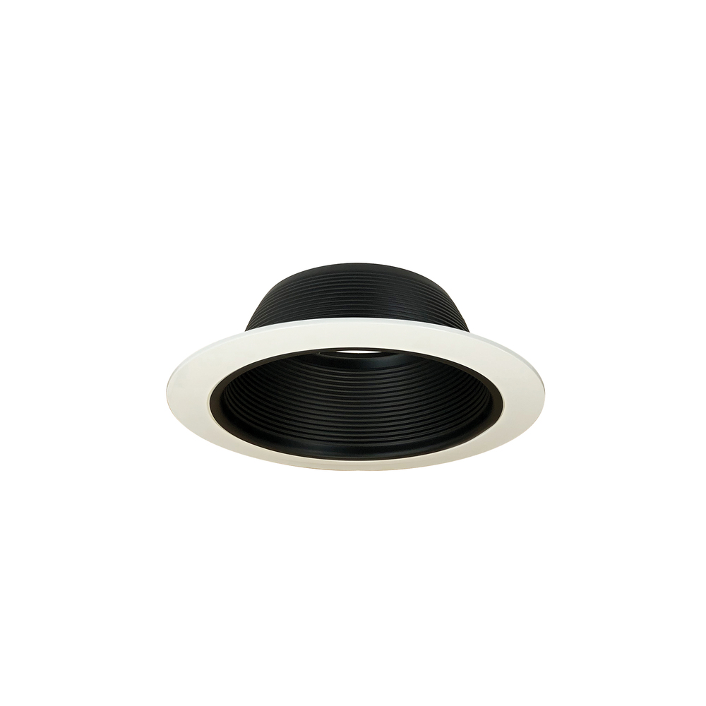 6" BR/PAR30 Stepped Baffle w/ Oversize Plastic Ring, Black/White