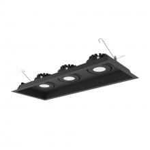 Nora NMRT3-3RL140FBB - Three-Head Flanged LED Multiple Lighting Trim, 900lm per Head w/ Flood Optic, 4000K, Regressed Black