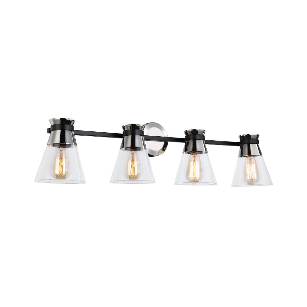 Kanata Collection 4-Light Vanity Light, Black & Brushed Nickel