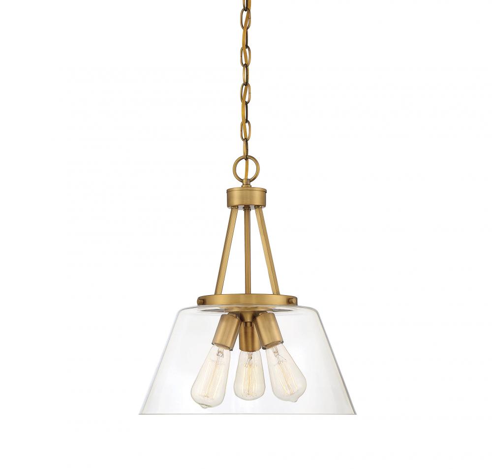 Calhoun 3-Light Pendant in Warm Brass