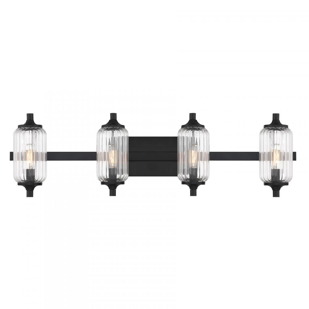 Holton 4-Light Bathroom Vanity Light in Matte Black