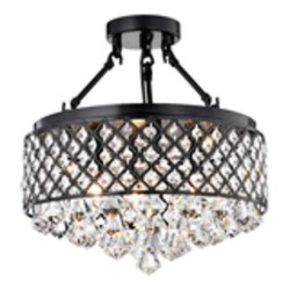 Juda by Marchand - Crystal Semi Flush 4-60w candle antique black