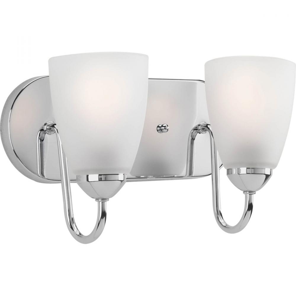 Two-Light Polished Chrome Etched Glass Traditional Bath Vanity Light