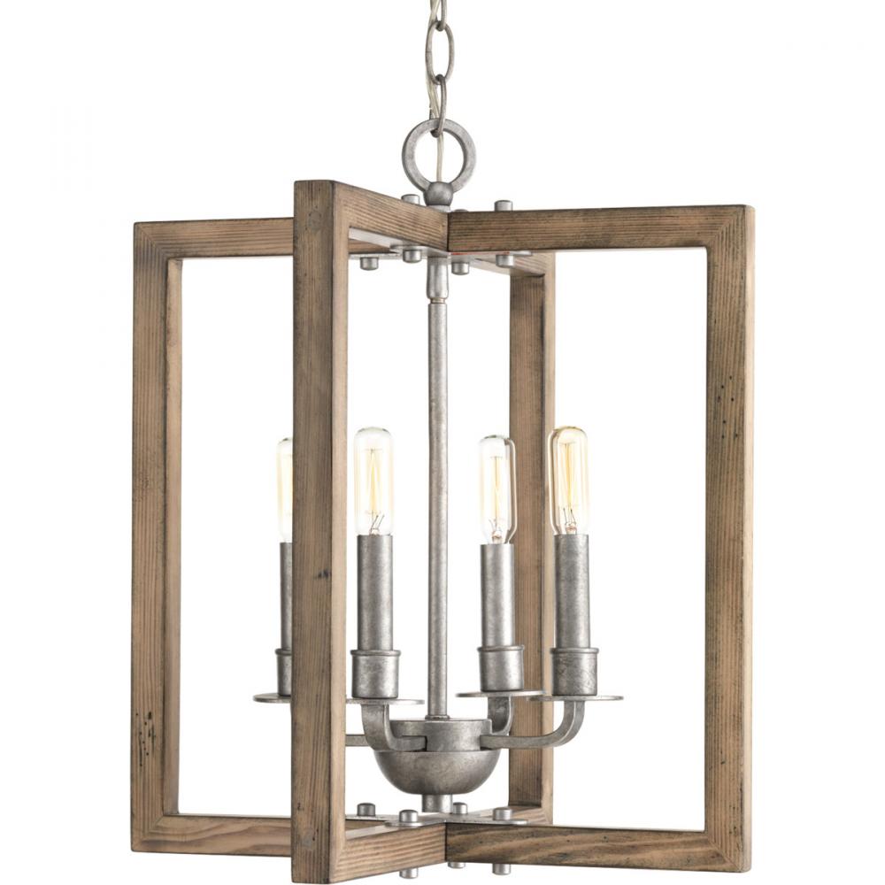 Turnbury Collection Four-Light Galvanized Finish Coastal Chandelier Light