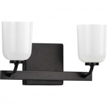 Progress P300281-031 - Moore Collection Two-Light Matte Black White Opal Glass Luxe Bath Vanity Light