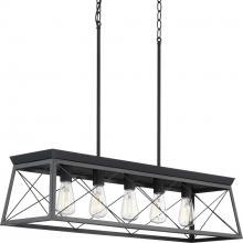 Progress P400048-031 - 5-Light Textured Black Linear Island Chandelier