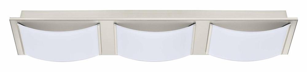 3x6.7W LED Wall/Ceiling Light w/ Matte Nickel  Finish & White Glass