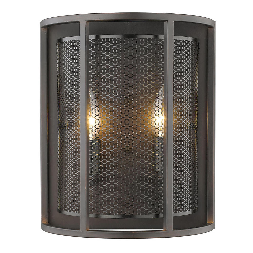 2x60W Wall Light w/ Oil Rubbed Bronze Finish and Metal Shade