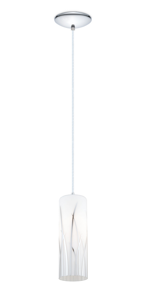 1x100W Mini Pendant With Chrome Finish & White & Chrome DÃ©cor
