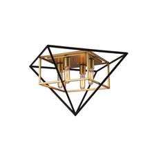 Eglo 204685A - Pryor - Geometric Ceiling Light Antique Gold and Black Finish 4-60W T10 Bulbs