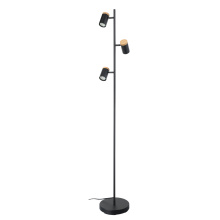 Eglo 205831A - 3 LT Floor Lamp w/ Black Finish & Black w/ Wood Accent Adjustable Lamp Heads