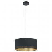 Eglo 99274A - Esteperra - Three Light Pendant Black finish Black Exterior and Gold Interior Shade