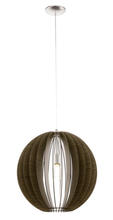 Eglo 94636A - 1x60W Pendant w/ Matte Nickel Finish & Dark Brown Shade