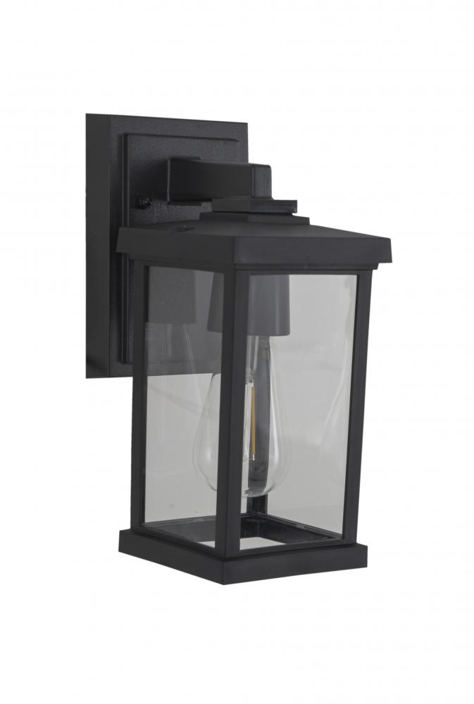 Resilience 1 Light Small Outdoor Wall Lantern in Textured Black, Clear Lens