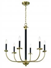 Craftmade 54826-FBSB - Stanza 6 Light Chandelier in Flat Black/Satin Brass