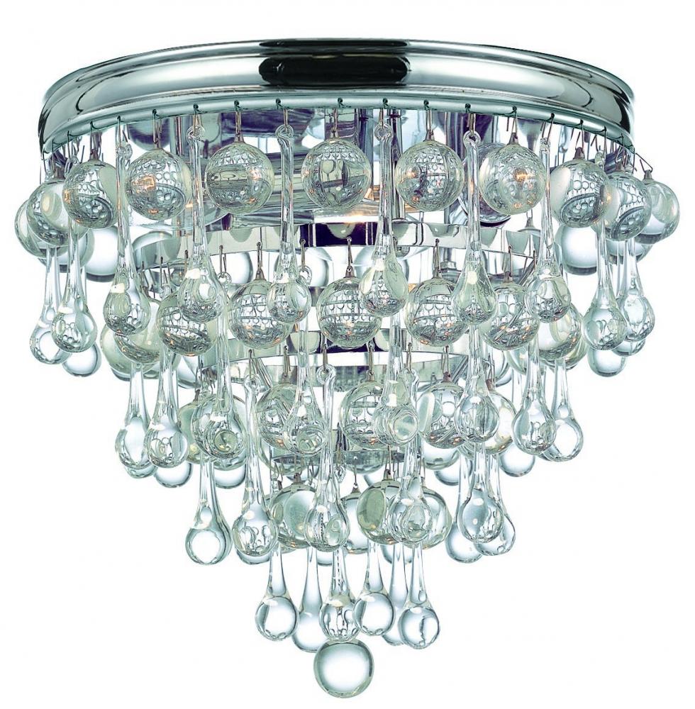 Calypso 3 Light Crystal Teardrop Polished Chrome Flush Mount