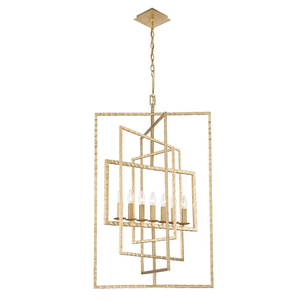 Capri 7 Light Antique Gold Lantern Chandelier