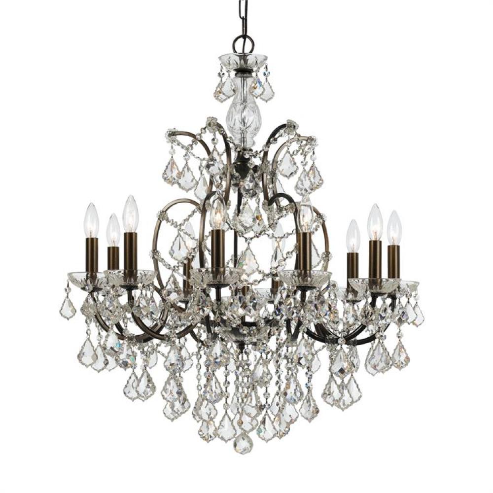 Filmore 10 Light Clear Crystal Bronze Chandelier