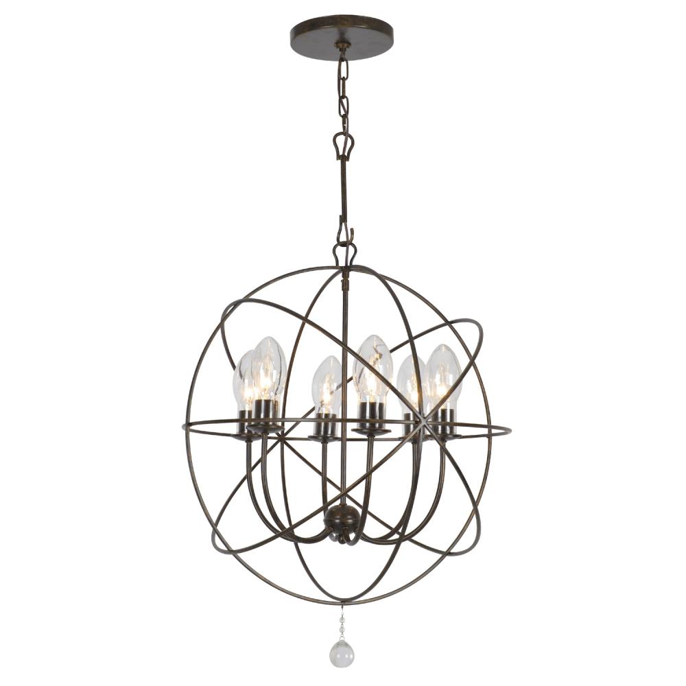 Solaris 6 Light English Bronze Sphere Outdoor Chandelier