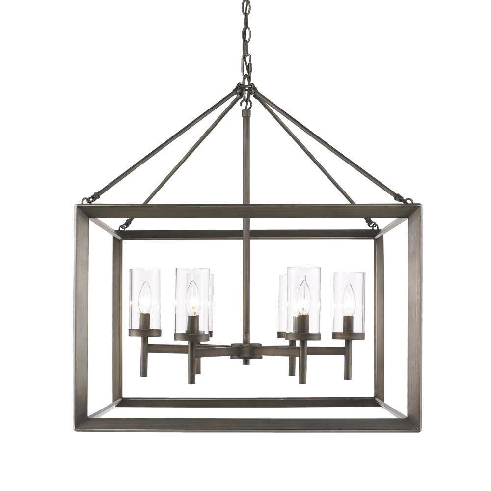 Smyth 6 Light Chandelier in Gunmetal Bronze with Clear Glass