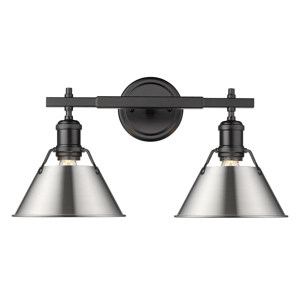 Orwell 2-Light Vanity Light in Matte Black with Pewter