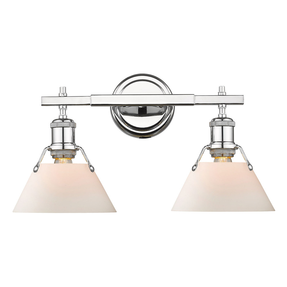 Orwell 2-Light Vanity Light in Chrome with Opal Glass