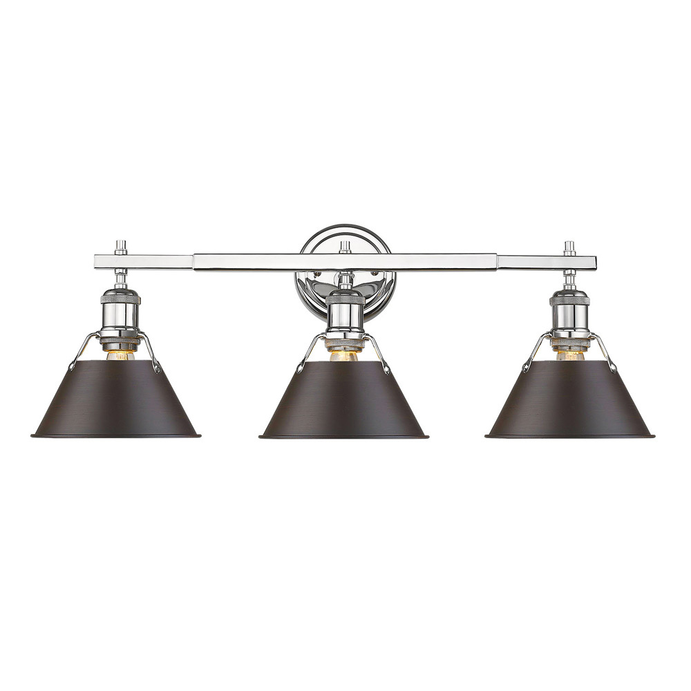 Orwell 3-Light Vanity Light in Chrome with Rubbed Bronze