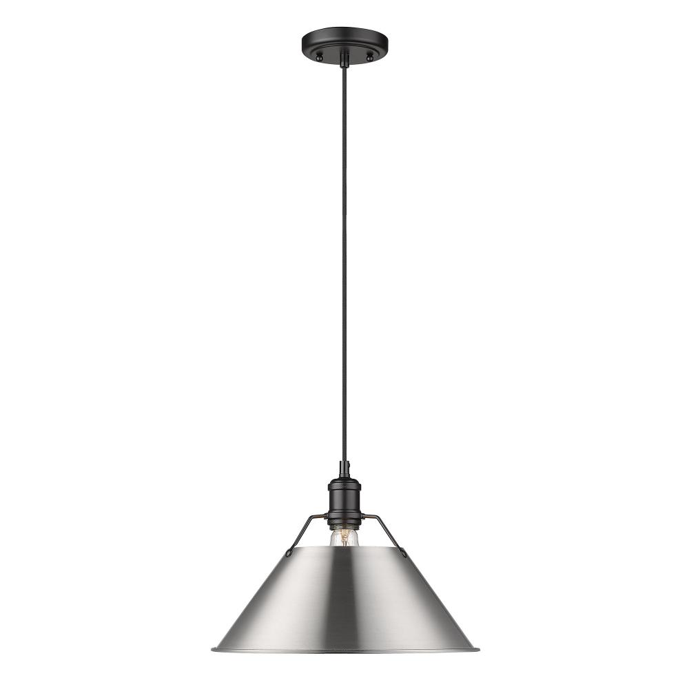 Orwell 14" Wide Large Pendant in Matte Black with Pewter