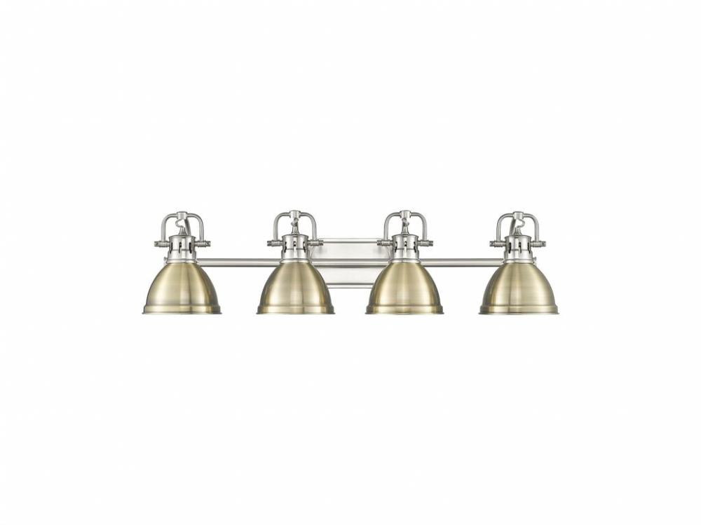 Duncan 4-Light Bath Vanity in Pewter with Aged Brass