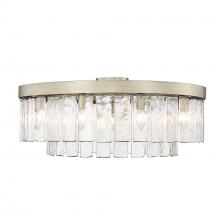 Golden 1768-9SF WG-HWG - Ciara WG 9 Light Semi-Flush in White Gold with Hammered Water Glass Shade