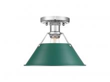 Golden 3306-FM CH-GN - Orwell 1-Light Flush Mount in Chrome with Pine Green