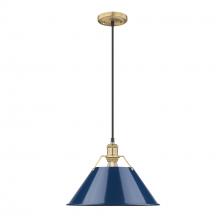 Golden 3306-L BCB-NVY - Orwell BCB Large Pendant - 14" in Brushed Champagne Bronze with Matte Navy shade