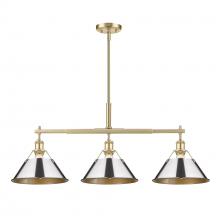 Golden 3306-LP BCB-CH - Orwell BCB 3 Light Linear Pendant in Brushed Champagne Bronze with Chrome shades