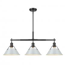 Golden 3306-LP BLK-DB - Orwell BLK 3 Light Linear Pendant in Matte Black with Dusky Blue shades