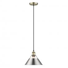 Golden 3306-M AB-PW - Orwell 10" Wide Medium Pendant in Aged Brass with Pewter