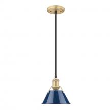 Golden 3306-S BCB-NVY - Orwell BCB Small Pendant - 7" in Brushed Champagne Bronze with Matte Navy shade