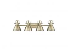 Golden 3602-BA4 AB-AB - Duncan 4-Light Bath Vanity in Aged Brass with Aged Brass