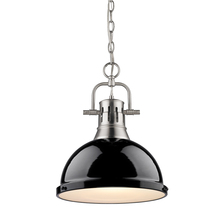 Golden 3602-L PW-BK - Duncan 1-Light Pendant with Chain in Pewter with Black