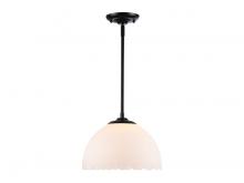 Golden 6954-M BLK-OP - Dorinda 1-Light Pendant in Matte Black with Opal Glass