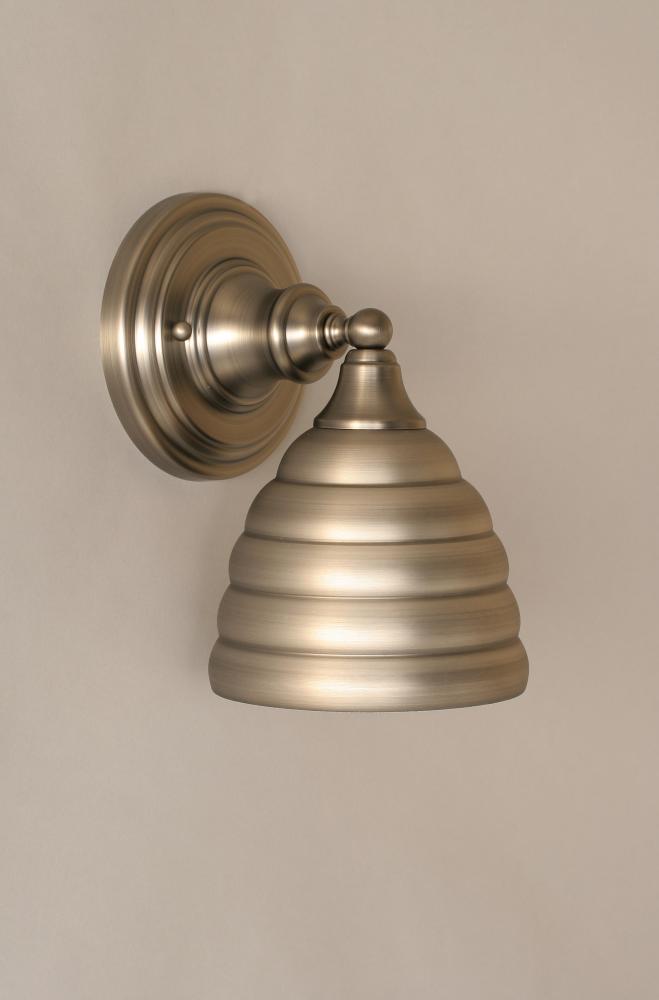 One Light Brushed Nickel Beehive Metal Shade Wall Light