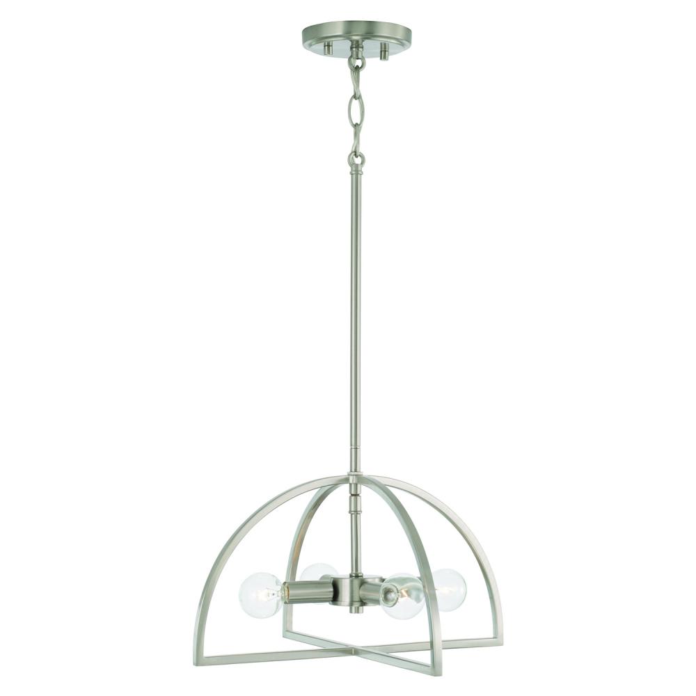 4-Light Dual Mount Pendant or Semi-Flush in Brushed Nickel