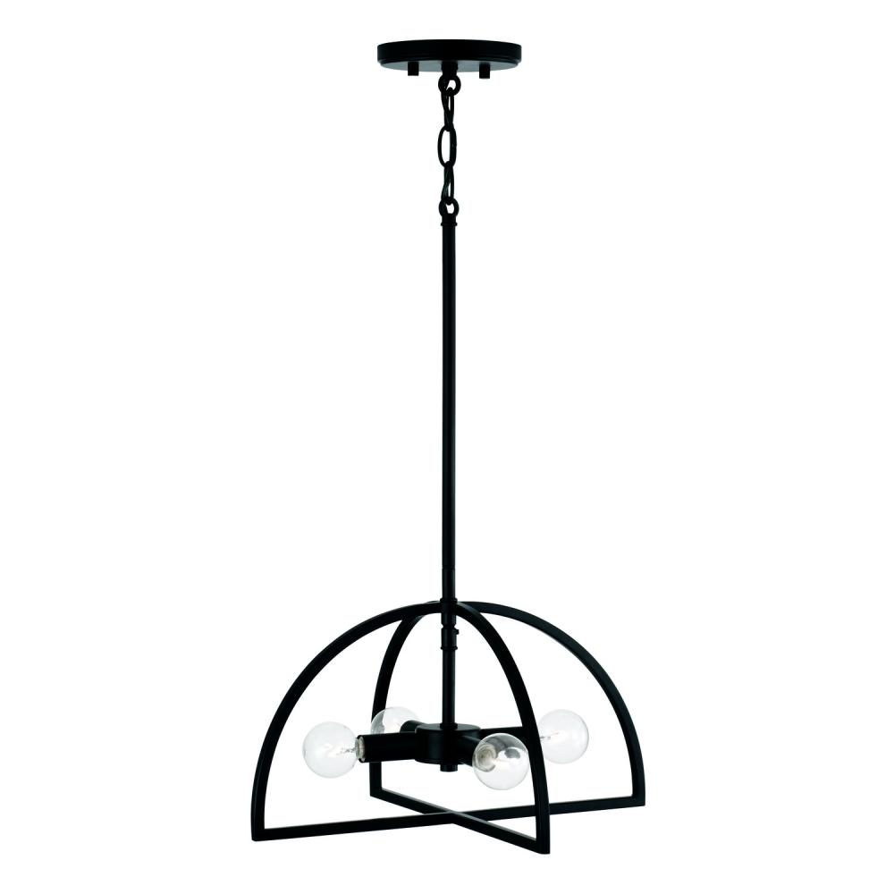 4-Light Dual Mount Pendant or Semi-Flush in Matte Black