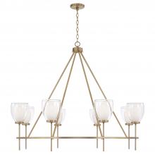 Capital 455981AD - 8-Light Ring Chandelier in Aged Brass with Layered White and Clear Glass