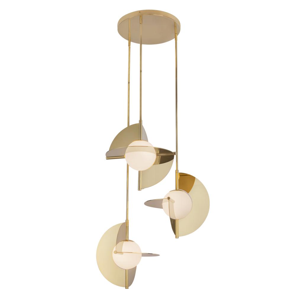 Scorpio 27-in Metallic Brass/Opal Glass LED Chandelier