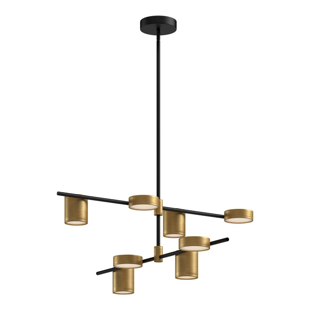 Jayden 40-in Black/Brushed Gold LED Chandeliers