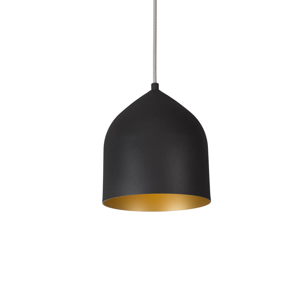 Helena 8-in Black/Gold LED Pendant