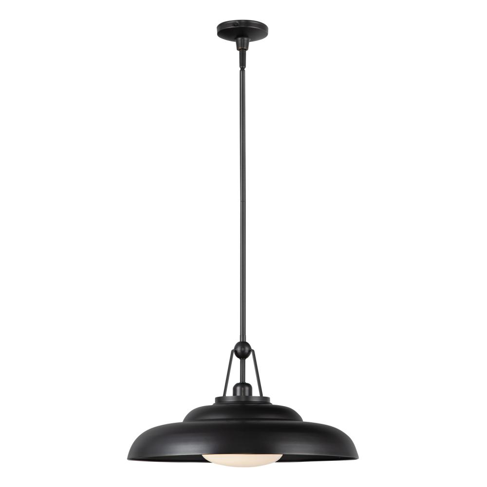 Palmetto 20-in Urban Bronze/Glossy Opal 1 Light Pendant