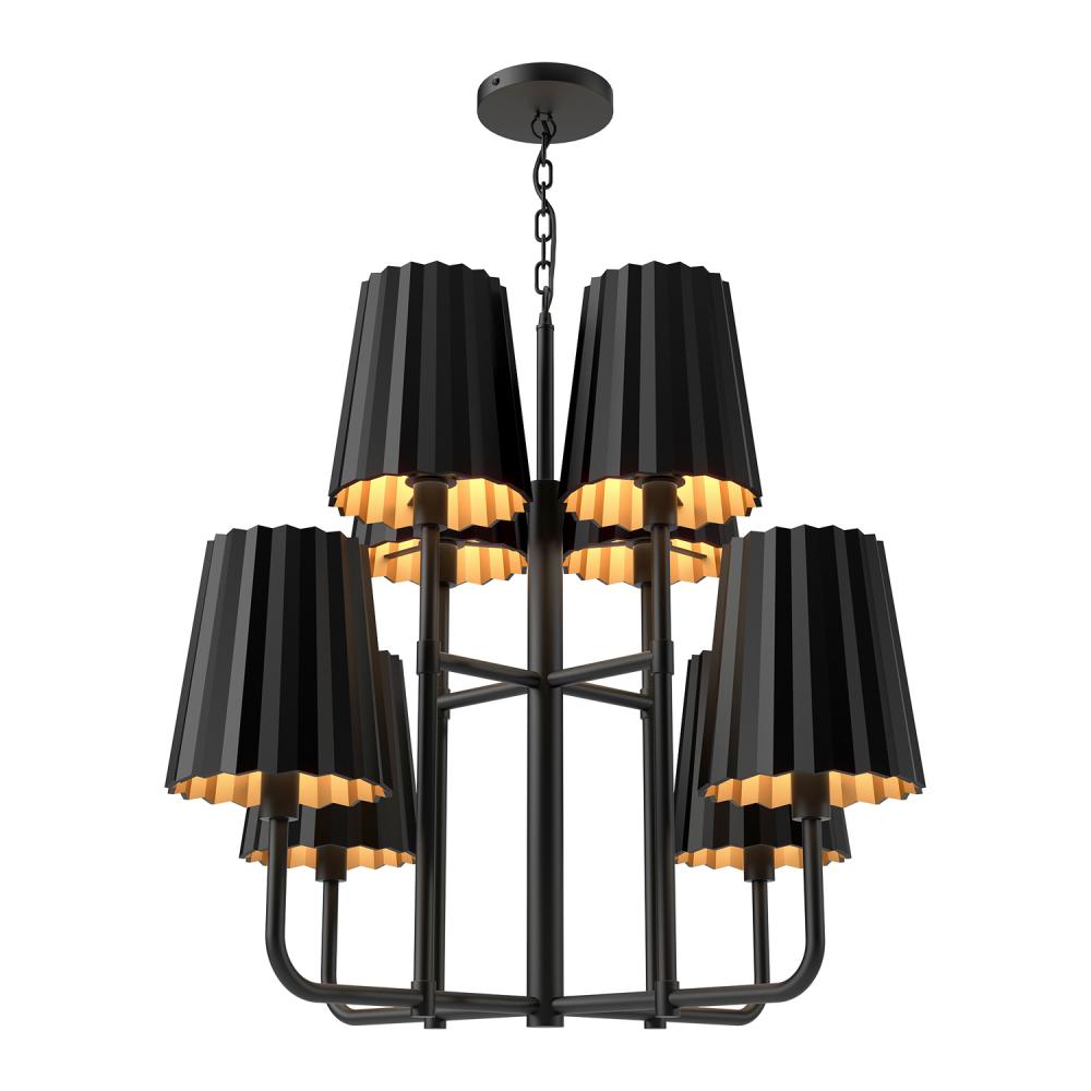 Plisse 30-in Matte Black 8 Lights Chandeliers