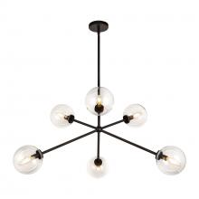 Alora Lighting CH549640MBCL - Cassia 40-in Matte Black/Clear Glass 6 Lights Chandelier