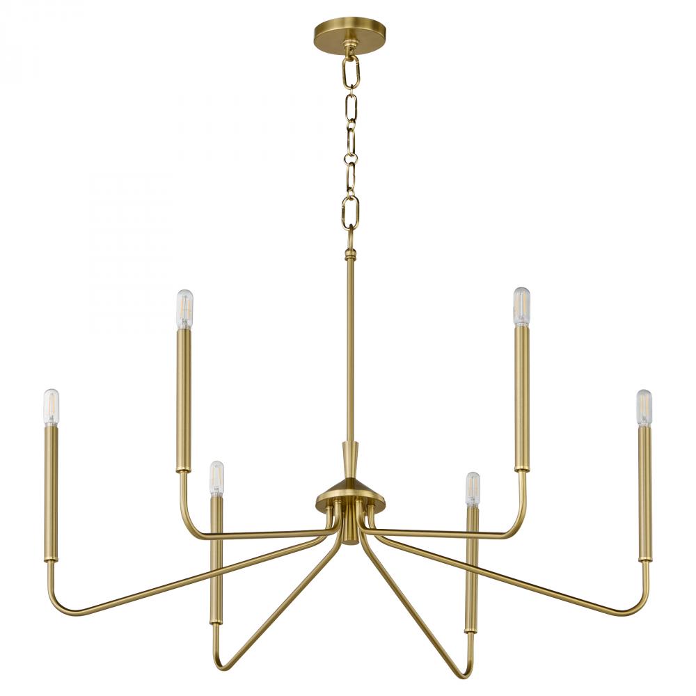 Providence 6 Light Chandelier, Aged Brass